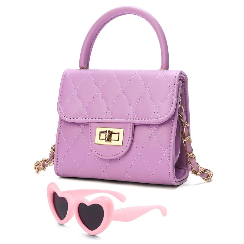 Qiuhome Little Girl Purse Toddler Purse Childrens Purses Little Girls Handbag (Purple) - Image 1